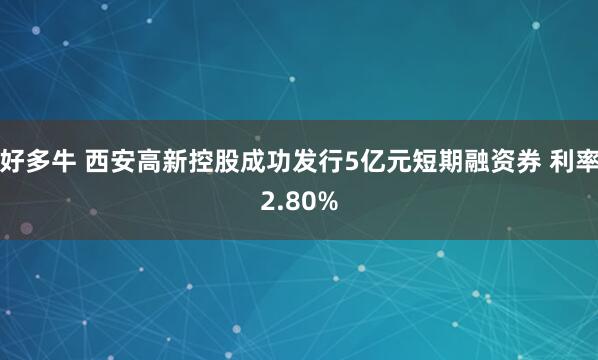 好多牛 西安高新控股成功发行5亿元短期融资券 利率2.80%