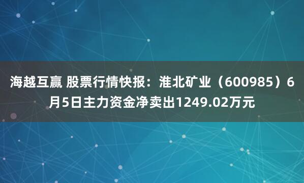 海越互赢 股票行情快报：淮北矿业（600985）6月5日主力资金净卖出1249.02万元
