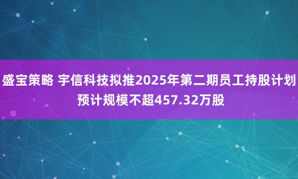 盛宝策略 宇信科技拟推2025年第二期员工持股计划 预计规模不超457.32万股